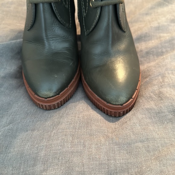 EUC Tod’s Lace-Up Leather Platform Boot Forest Green Size 38 - Picture 4 of 9